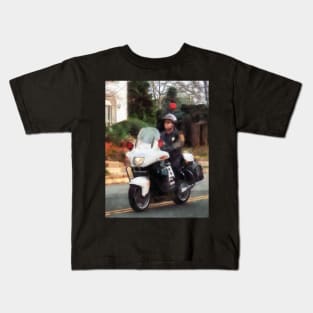 Motorcycle Cop on Patrol Kids T-Shirt